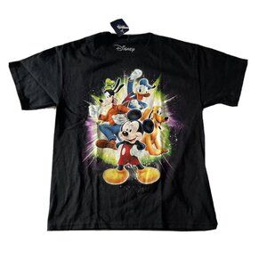 DISNEY Black Kids T-Shirt Size Medium 2012 Mickey Goofy Donald Duck Pluto NWT